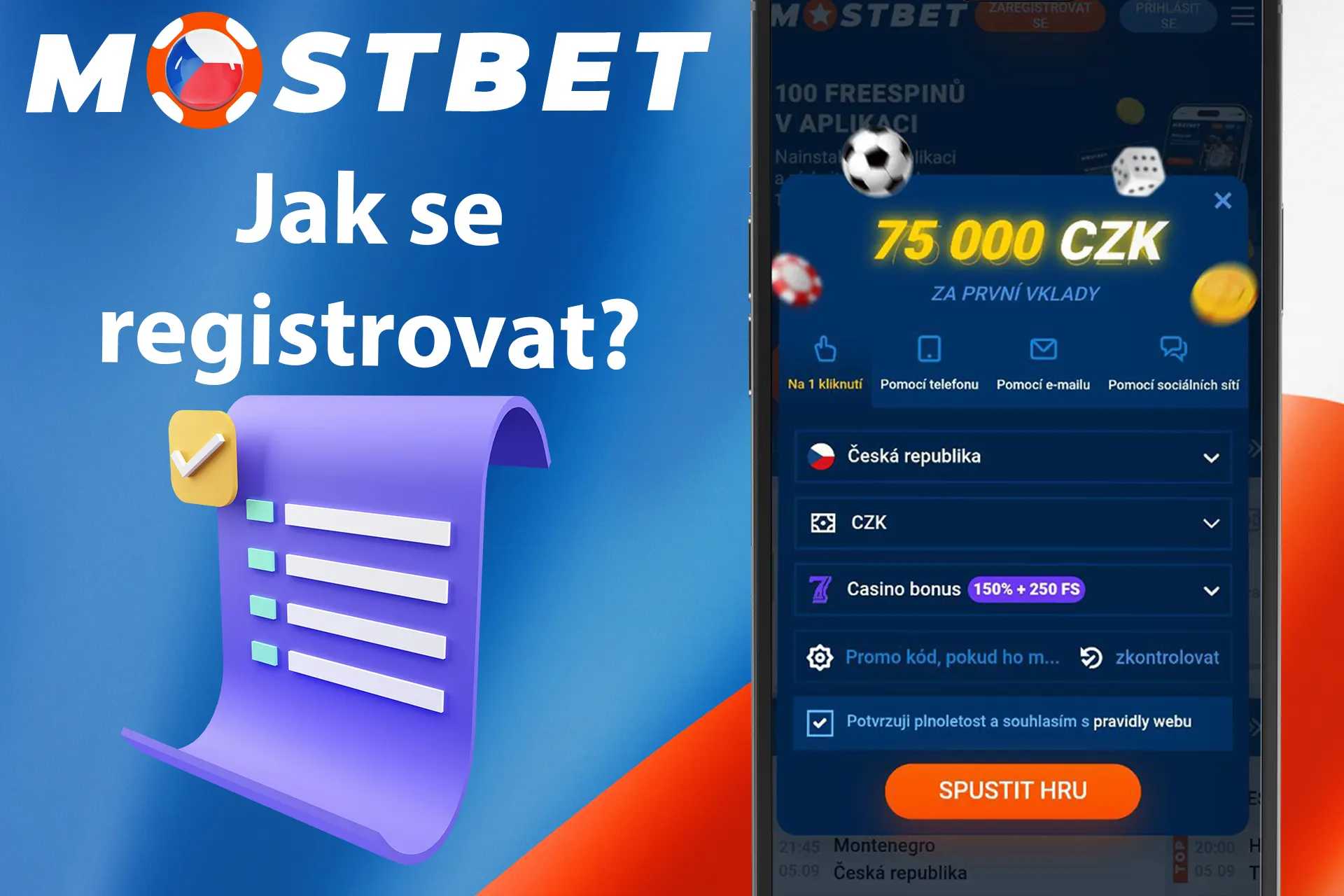 Proces registrace w Mostbet